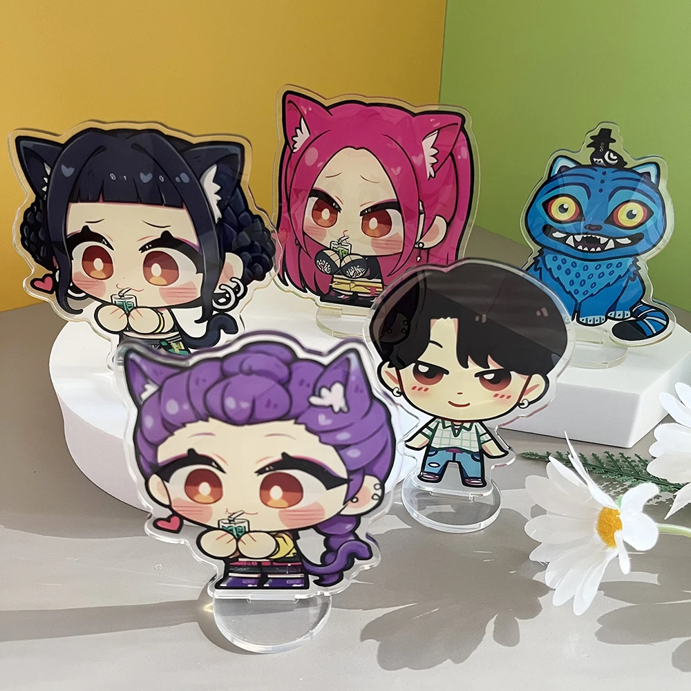 Anime Kpop Demon Hunters HUNTRX 10CM Acrylic Figure Keychain Stand Halloween Christmas Gift Collectible Character Decor