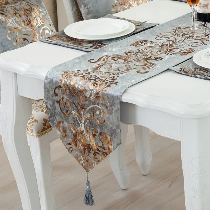 Modern fashion table runner tea table tv table shoes cabinet decoration gilding pleuche fabric table runner