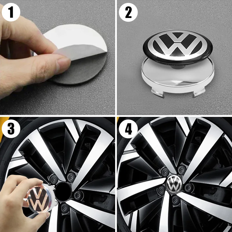 4PCS 60MM Car Wheel Center Hub Caps Tire Rim Covers Auto Accessories For Volkswagen VW GTI R Golf Polo Tiguan Passat