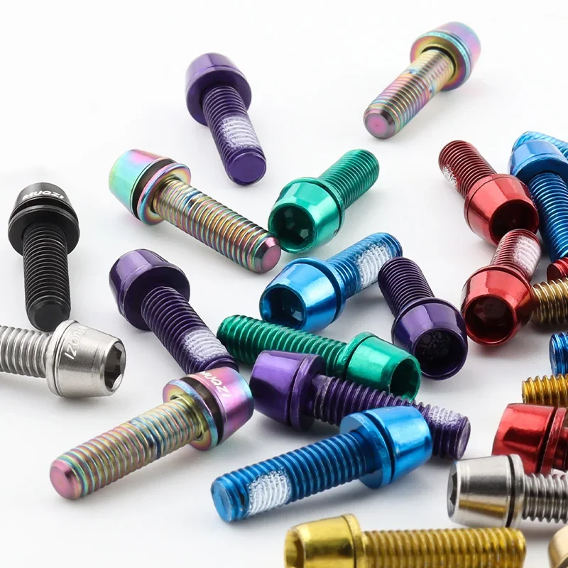 MUQZI 6pcs Stem Bolts M5x17mm Bicycle Handlebar Stem Screw With Washer MTB Road Bike Stem Riser Screw image 2
