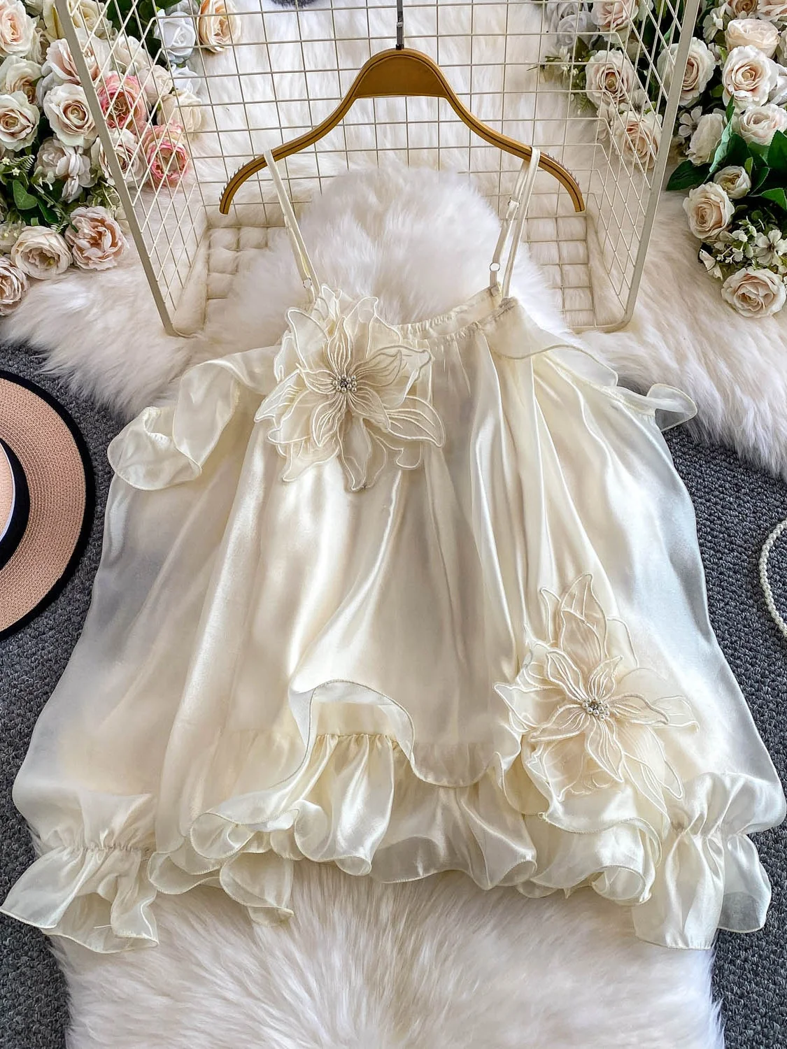 

Потрясающие кружевные женские летние длинные све на одно плечо, украшенные красивым 3D цветочным дизайном, свободный крой во французском стиле