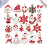 10/20/30pcs Christmas Charms - Enamel Alloy Santa/Snowman/Reindeer Pendants for DIY Keychains