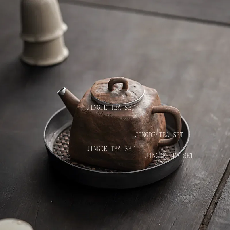 

Old Stone Clay Ceramic Semi Handmade Teapot Retro Rough Pottery Chinese Zen Tea Japanese Wabi Sabi Kung Fu Tea Set