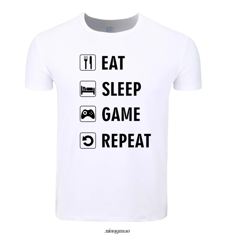 Мужская и женская футболка с принтом Eat Sleep Rave, летняя повседневная футболка с короткими рукавами и круглым вырезом для геймеров