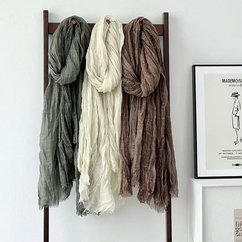 

Scarf women's winter high-end sense new Korean version warm multi-purpose solid color cotton and linen shawl silk