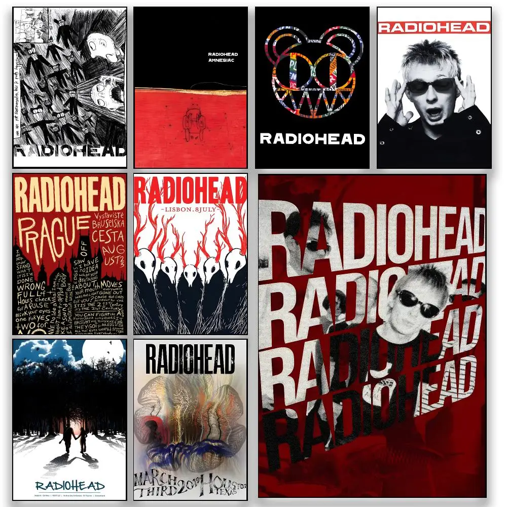 Music R-Radiohead Alternative Rock Band Vintage Poster HD Wall Decor for Bedroom Living Room Dorm Bar Cafe Office Gift
