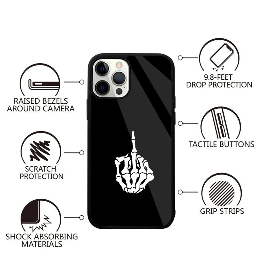 Cartoon Middle Finger Phone Case For iPhone 15,14,13,12,11,Plus,Pro,Max Mini Magsafe Magnetic Wireless Charging