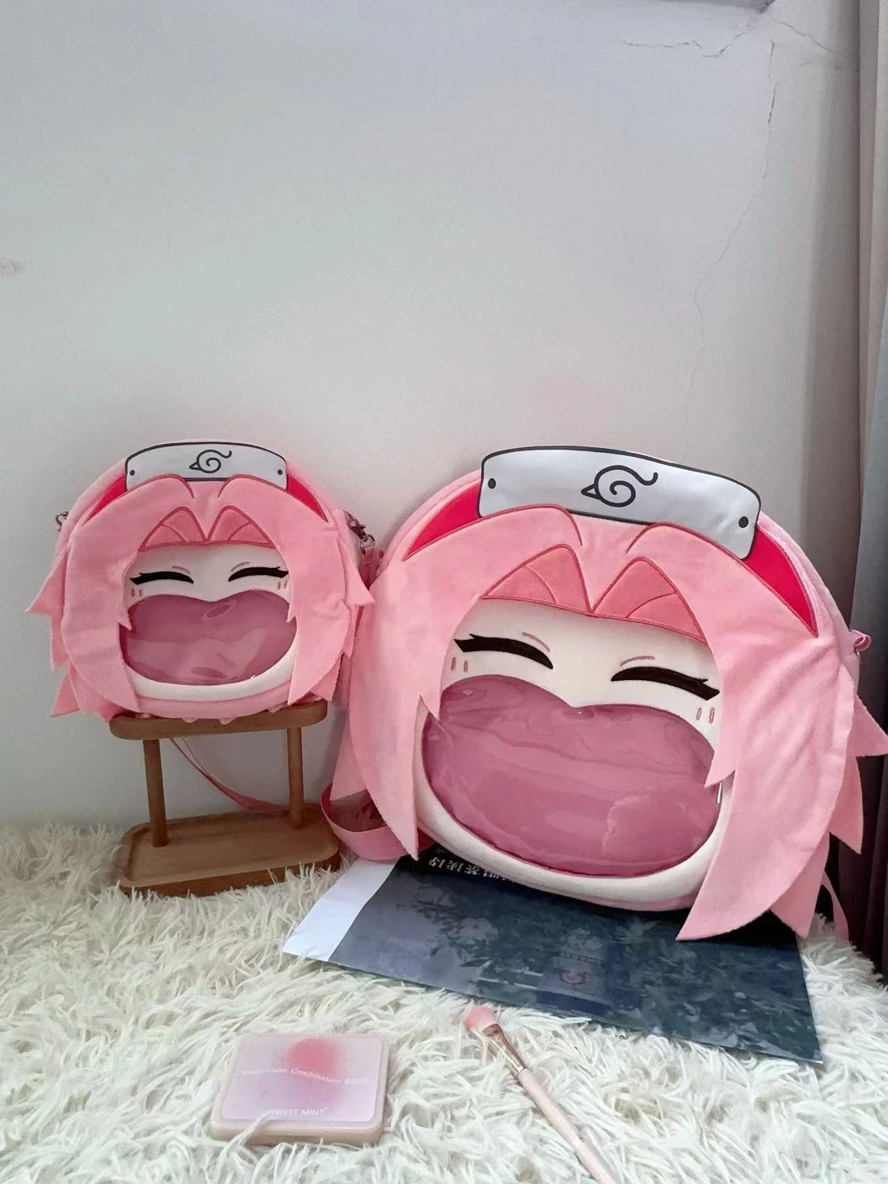 Game Anime Haruno Sakura Cosplay Big Mouth Transparent itabag Student Zipper Backpack Messenger Bags Shoulder