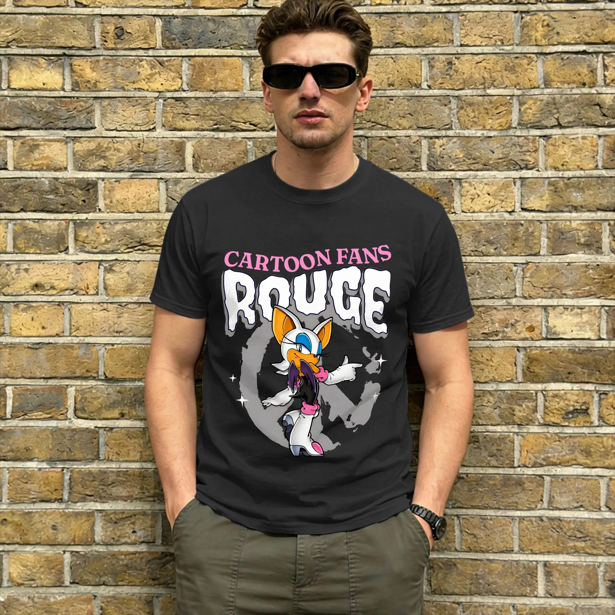 Camiseta RouGe The Bat para hombre, camisetas divertidas, camisetas de manga corta con cuello redondo, ropa de talla grande de algodón puro