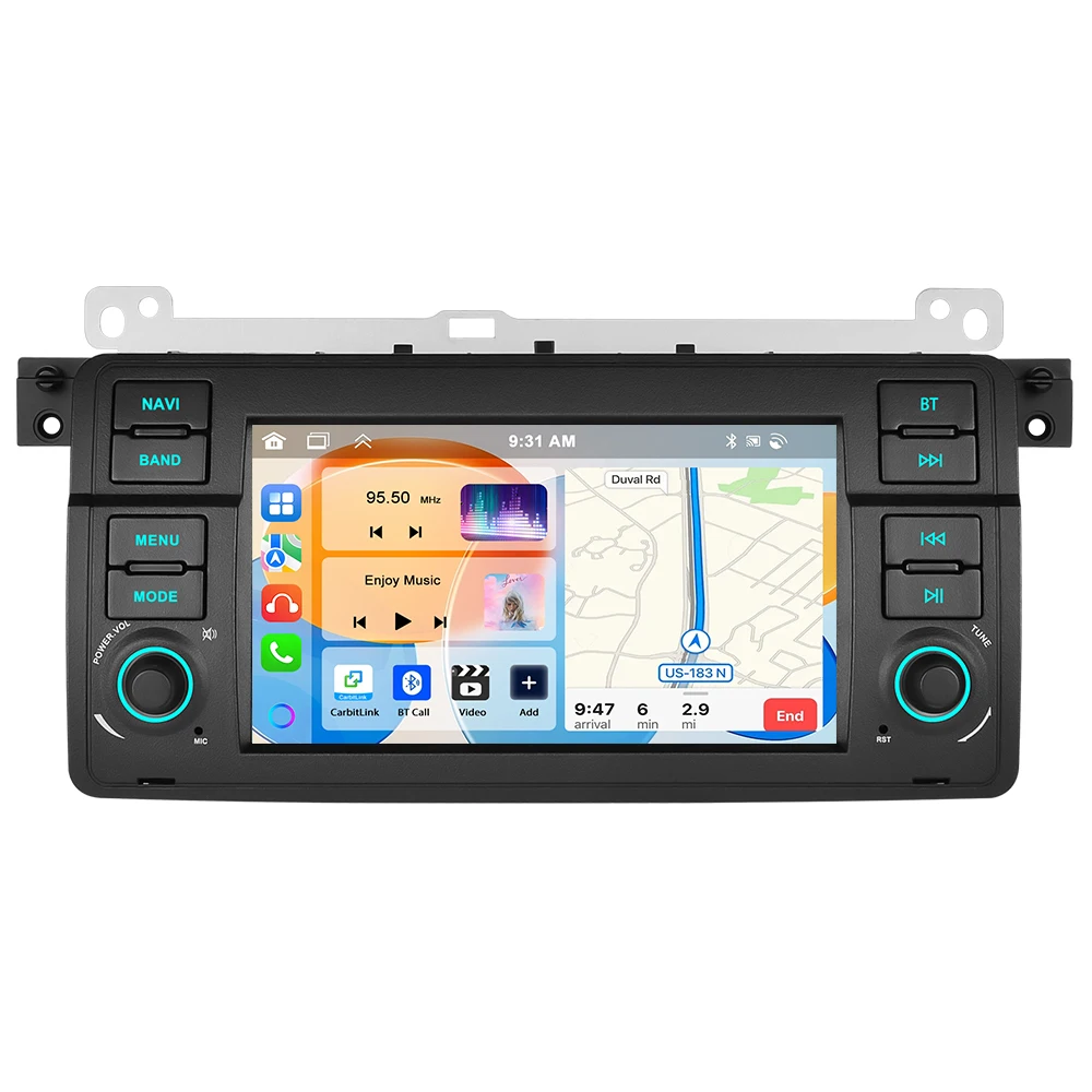Podofo 7" Carplay 2Din Android Autoradio für BMW 3 E46 Cabrio Compact Touring Coupé 1998-2005 GPS Audio FM RDS WIFI
