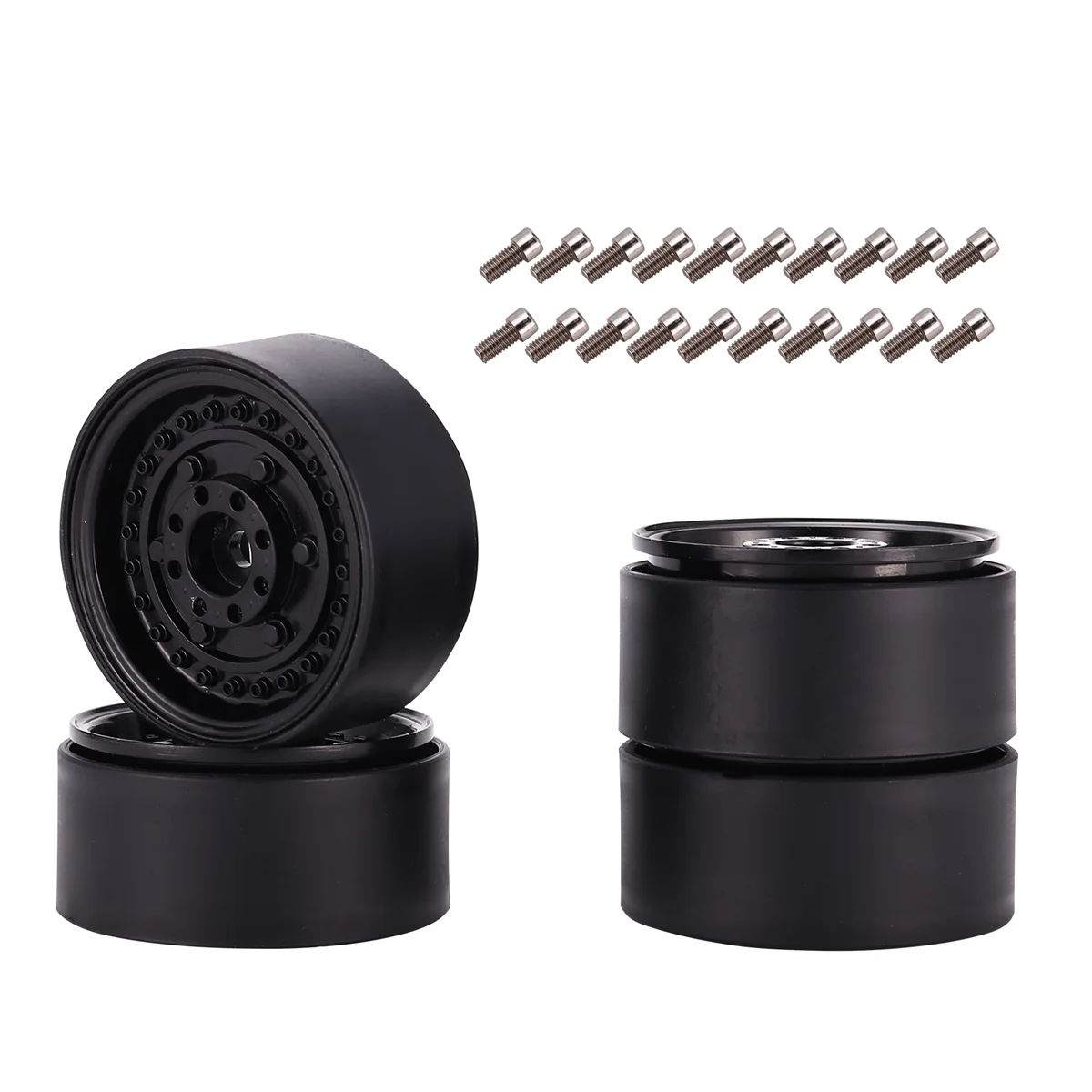 4 Stuks Metalen 1.9Inch Beadlock Velg Hub Voor 1/10 Rc Crawler Auto Axiale Scx10 90046 Traxxas Trx4 Tf2 Rc4Wd D90, Zwart