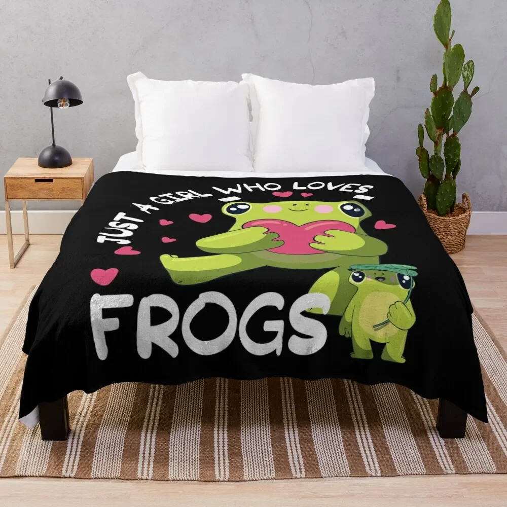 

Just a girl who loves frogs Throw Blanket Flannel Shaggy Blankets