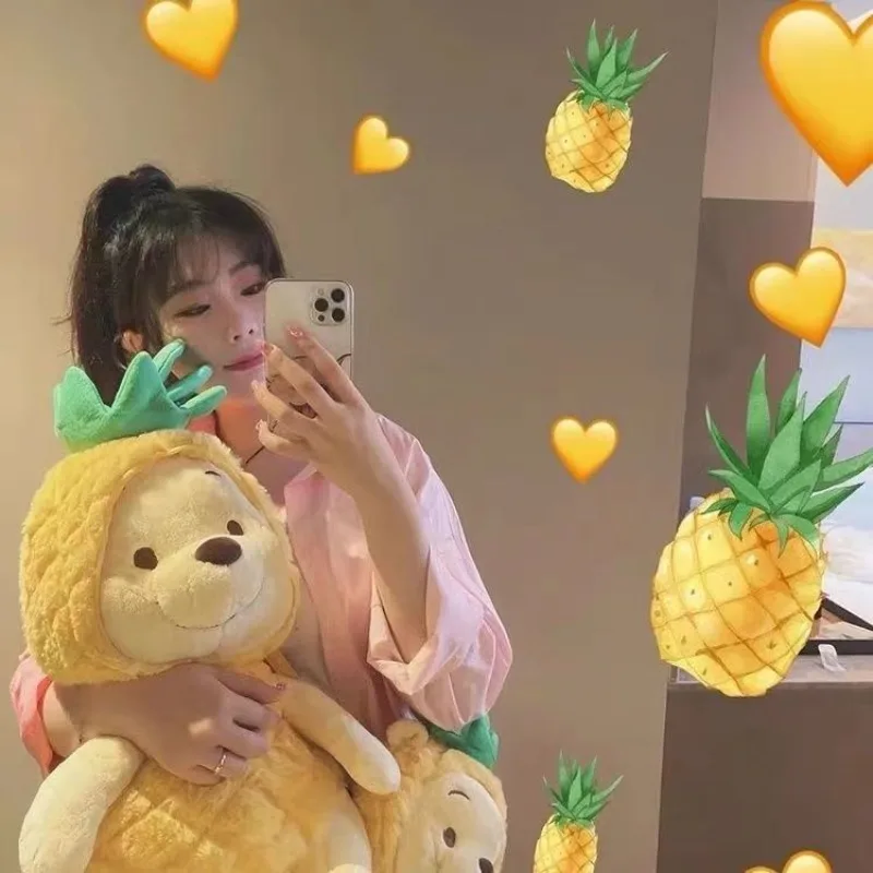 This Year's New 30CM Pineapple Poop Winnie Bear Doll Plush Toy Doll Large Doll for Children's Birthday Gifts.