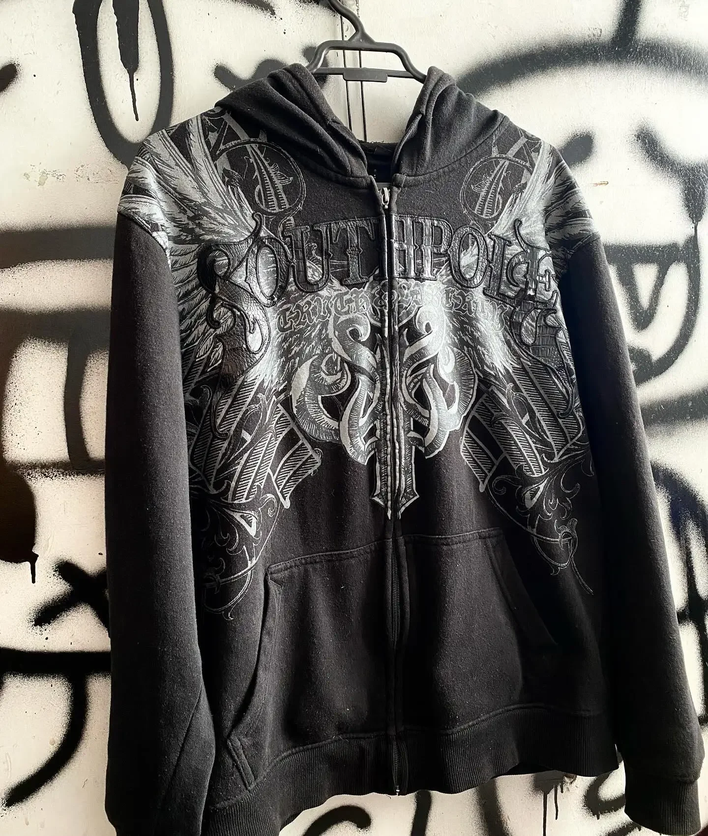 Affliction Zip Up Hoodies Men Women Street Hip Hop New Fashion Printing Washing Long Sleeve Coats Loose Hooded Casual Sweatshirt