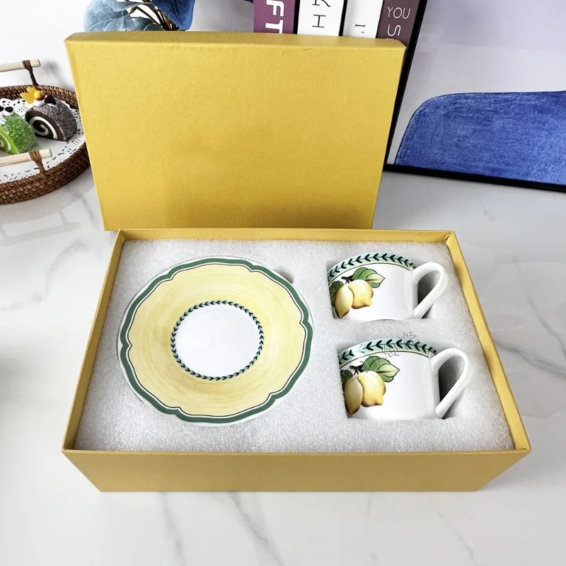 

Romantic Vintage Afternoon Tea Couple Cups High Aesthetic Home Dinner Plate Decor Ideal New Wedding Gift Present