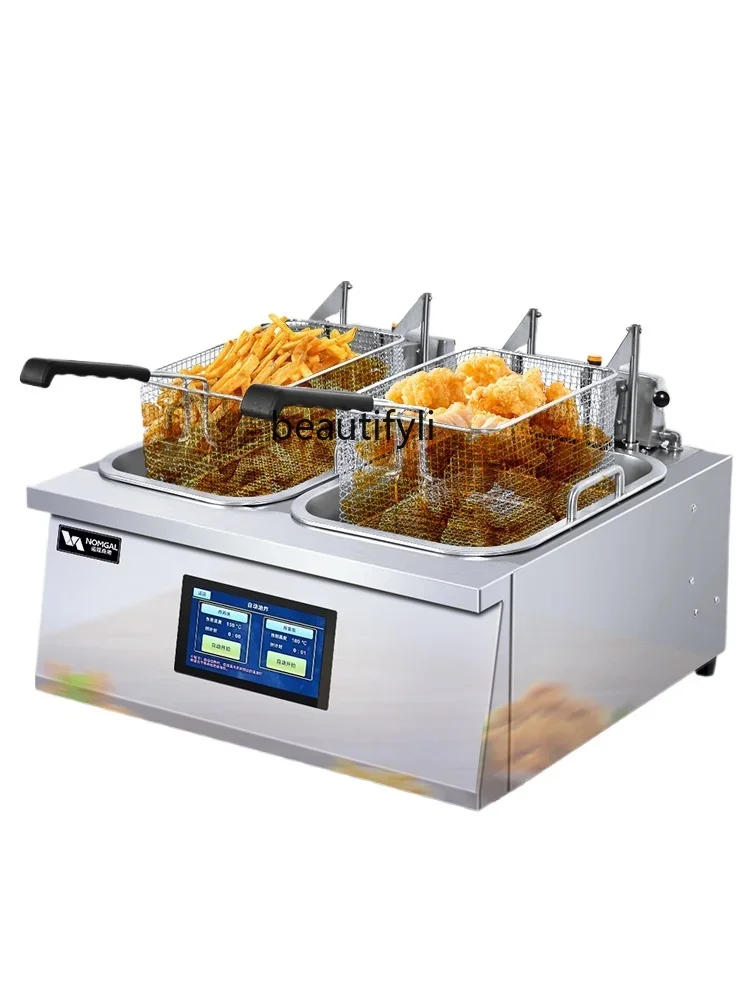 Electric Fryer Commercial Timing Automatic Lifting Deep Fryer Deep-Fried Pot Desktop Fried Chicken Fries Deep Frying Pan