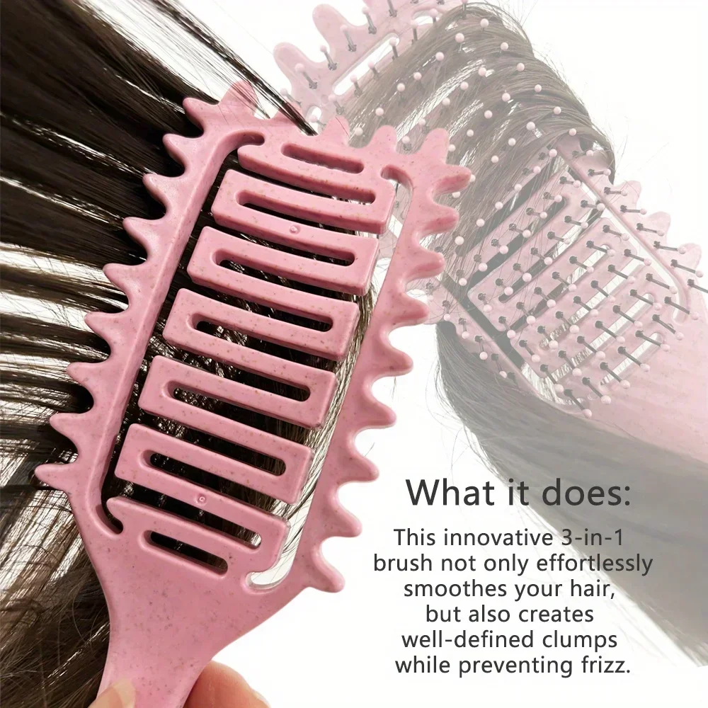 3 in 1 Curl Define Styling Brush Hollow Out Detangling Hair Brush Tangled Hair Comb Shaping Defining Curls Barber Styling Tools