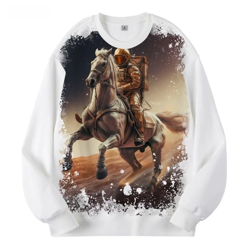 

Новая толстовка с круглым вырезом и принтом «Космонавты Вселенной», мужская одежда, цифровая печать, полиэстер, теплая, устойчивая к деформации.