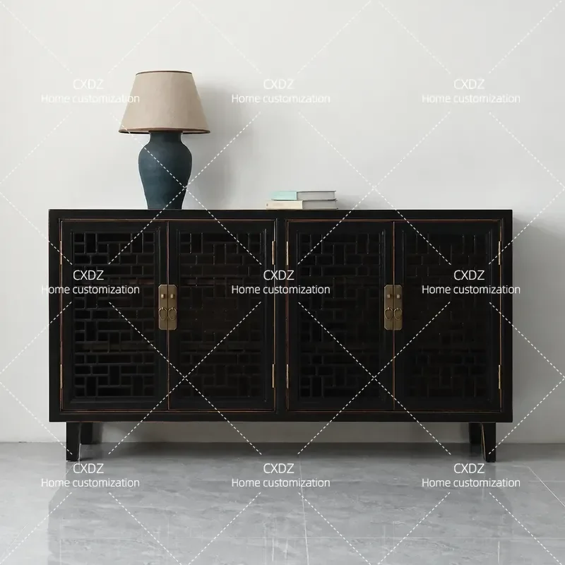 New Chinese Style Solid Wood Dining Side Cabinet Retro Chest Locker Entryway Storage Assembly Furniture