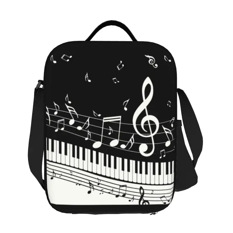 Fashion Piano And Music Note Insulated Lunch Bag for Work School Resuable Cooler Thermal Bento Box Women Kids