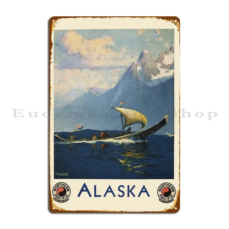 Stk502175a Vintage Travel Poster For Northern Pacific Airways To Alaska Metal Sign Cinema Decoration Character Tin Sign Poster