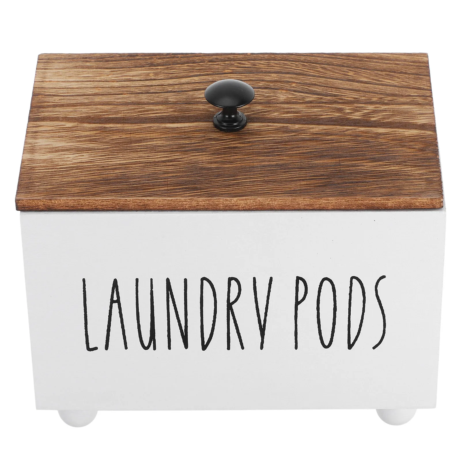 

Laundry Pod Holder Rustic Wooden Box with Lid for Laundry Room Organization and Storage Small Bathroom Storage Countertop