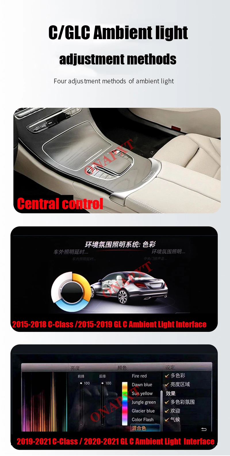 Für Benz C/GLC/A/CLA/GLA/E/S/G Für AMG W205 X253 W176 W117 W156 W213 W222 W464 LED-Turbinendüsen-Ambientebeleuchtung Luftauslass-Lampe – Detail 7