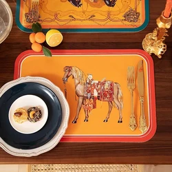 30x45cm retro vintage horse printed place mats waterproof/oil-proof heat-insulating pads pu leather bowl coaster tableware pads