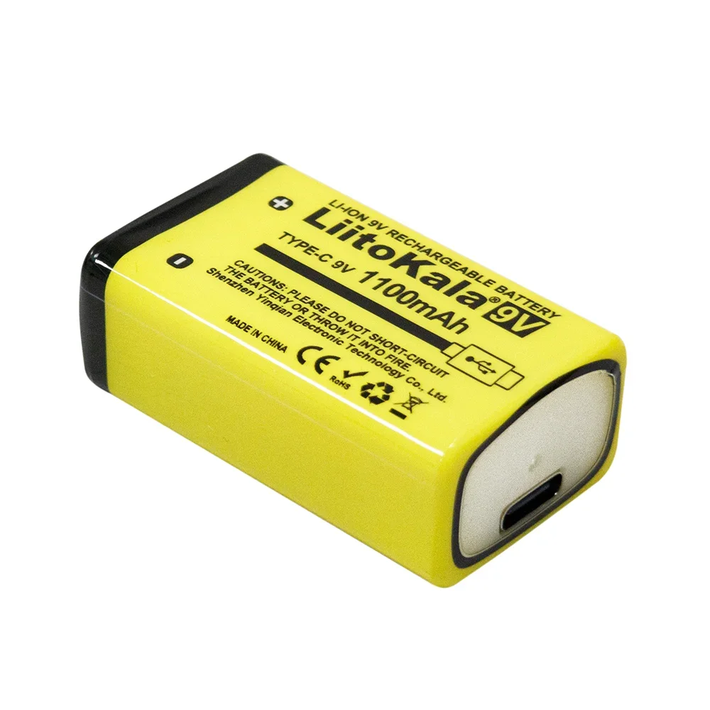 9V 1100mAh USB Rechargeable Lithium Battery  6F22 for Multimeter Microphone Toy Guitar KTV LiitoKala
