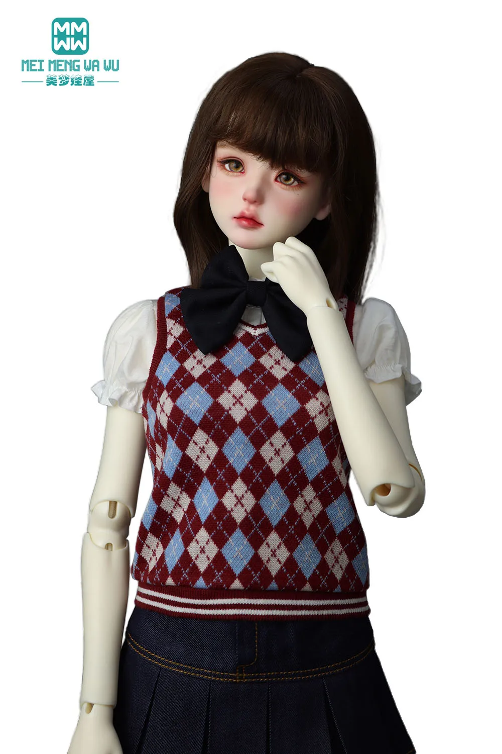 

Модный студенческий клетчатый жилет подходит для куклы 43-60 см 1/3 1/4 DD SD MSD BJD, одежда