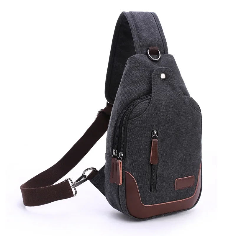 Brand New Men Vintage Canvas Leather Satchel Shoulder Sling Chest Pack Bag Sport Shoulder bag Men bolso hombre сумка через плечо