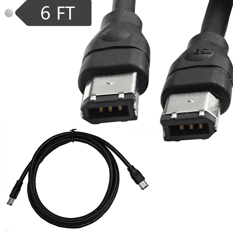 1.8M Firewire Cable Black IEEE 1394 Firewire 400 To Firewire 400 Cable 6Pin Male To 6Pin Male Cable Easy Install Easy To Use