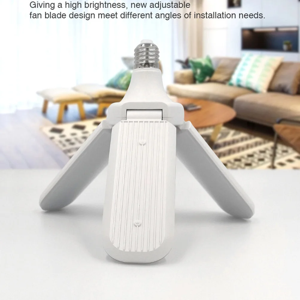 

Foldable Bulb 45W 3 Blades Led Bulbs 3000K Warm White E27 Base Adjustable Garage Lamp Easy Install No Glare Long