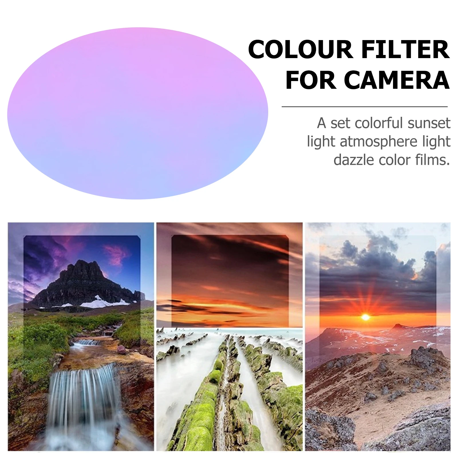 

10pcs Color Filter 66Mm Transparent Film For Camera Sunset Mood Lamp Film Lightweight Portable Colour