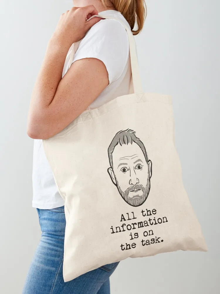 Taskmaster - Alex Horne - All the information is on the task Tote Bag shopper bags university shopper bag