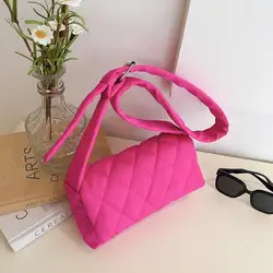 New Fashion Women Winter Handbags Nylon Square Flap Quilted Crossbody Bag Pouch Female Small Cotton Padded Shopping Shoulder Bag