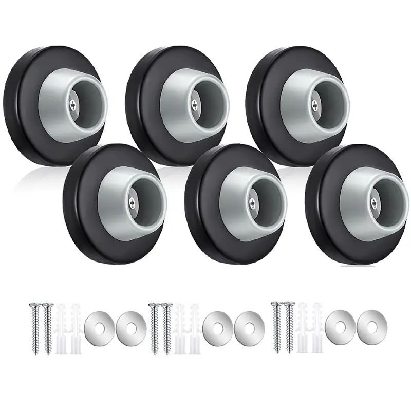 Tope de puerta de goma PORK, amortiguador silencioso de acero inoxidable montado en el suelo para puertas no magnéticas de vidrio, parachoques de puerta