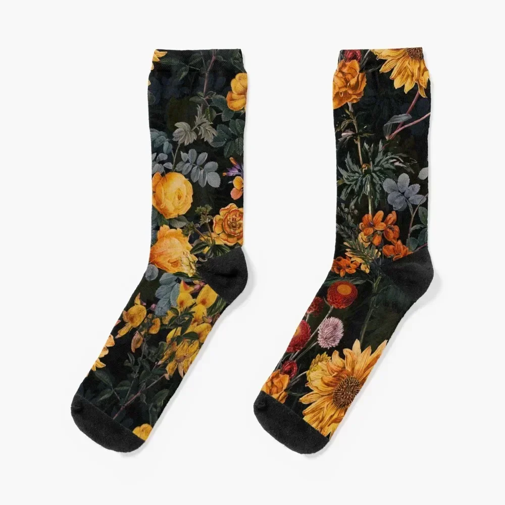 

Vintage Botanical Golden Night Garden Socks ankle Wholesale crazy luxury Socks Female Men's