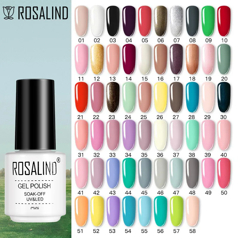 

ROSALIND Gel Nail Polish Hybrid Vernis Semi Permanent Primer Base Top Coat Bright Nail Art Need LED/UV Lamp Nail Gel Polish New