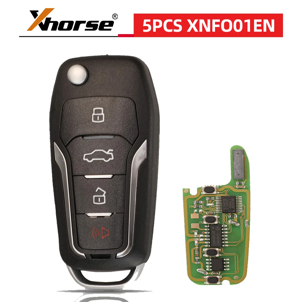 

5pcs/lot XHORSE XNFO01EN Wireless Remote Key 4 Buttons for Ford Style Work with VVDI2 / MINI Key Tool