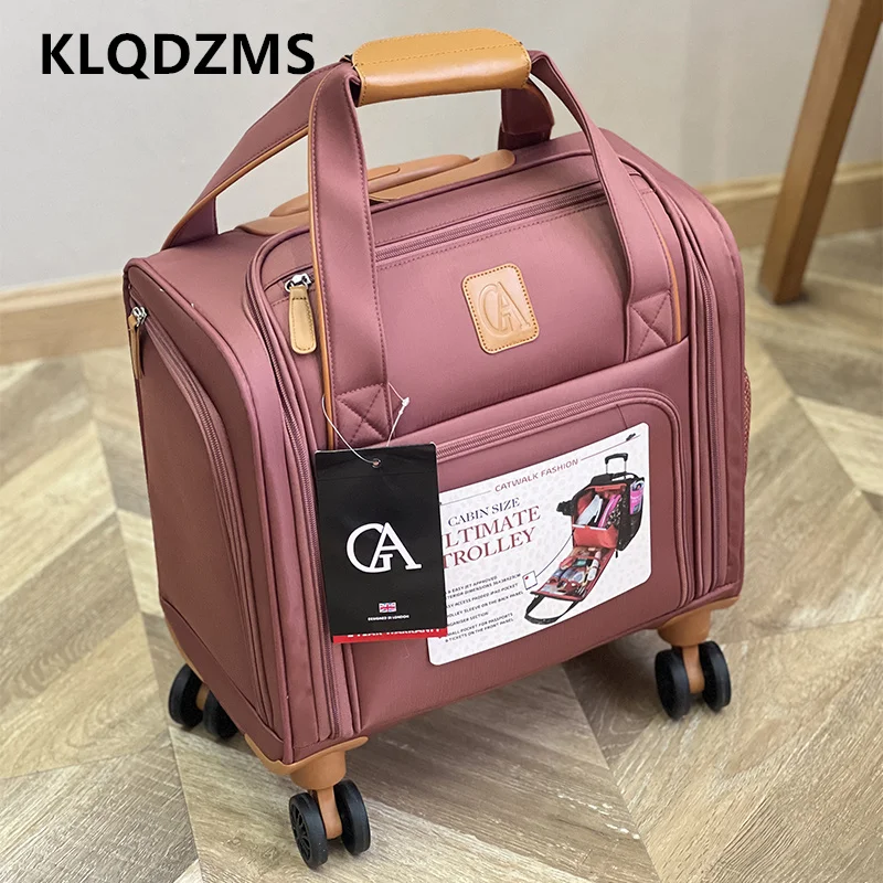 KLQDZMS High-quality 16-inch Suitcase Oxford Cloth Boarding Box Ultra-light Trolley Case Students Password Box Rolling Luggage