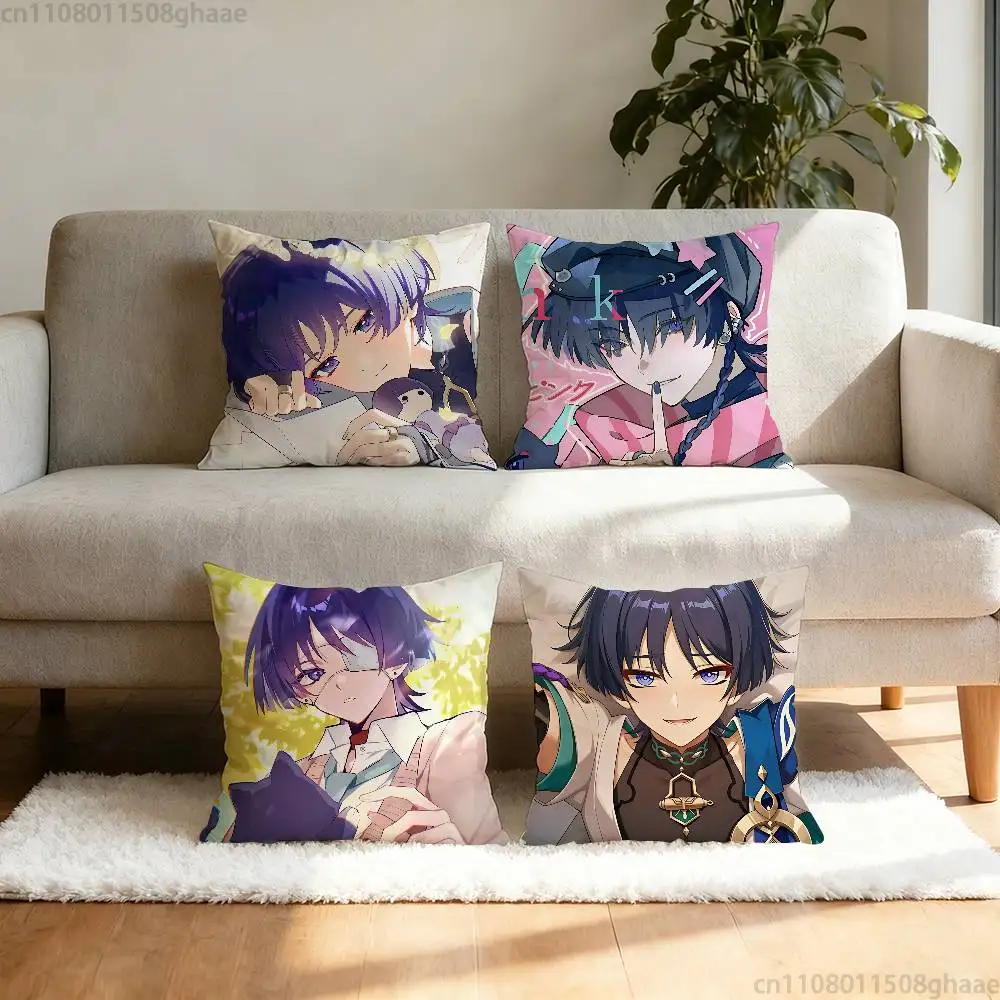 

Wanderer G-Genshin Impact Pillow Case Sofa Living Room Bedroom Headboard Backrest Cushion Square Cushion Nap Time