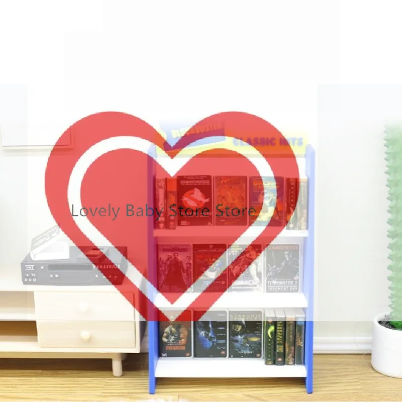 【BS】1 Set Miniature 1/12 Dollhouse Retro Recorder Video Tape Shelf Model Living Scene Ornament Doll Toy Accessories