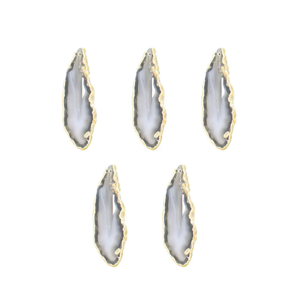 

5 Pcs Agate Slice Pendant Stone Accessories Jewelry Hanging Carnelian Necklace Natural Charm DIY