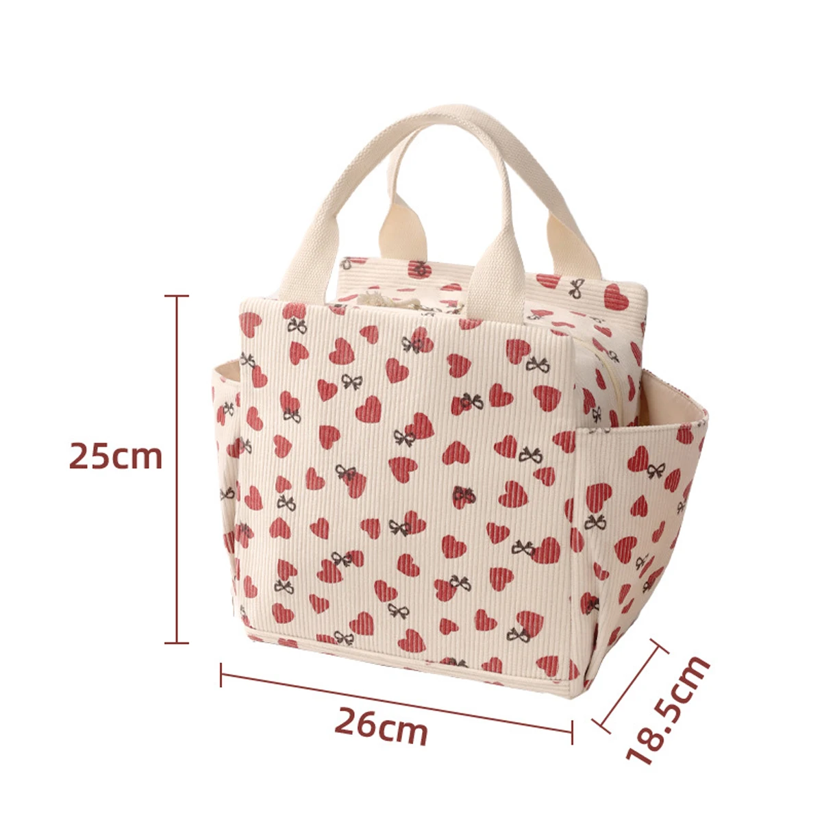 12L Lunch Box Bag, Thickened Aluminum Foil Insulation Lunch Bag, Printed Corduroy Material Waterproof and Oil Proof Meal Bag