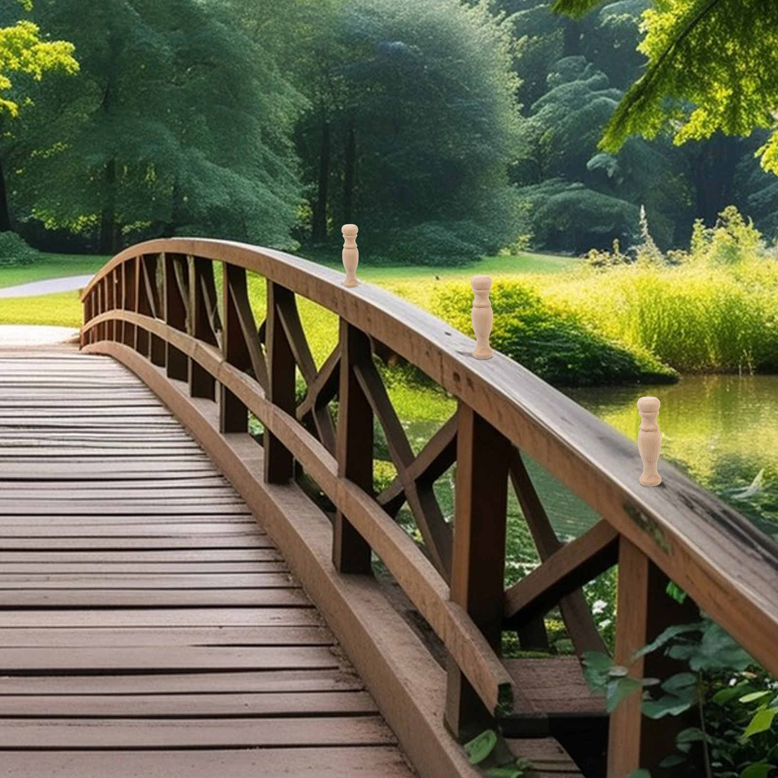 10 szt. Słupków rzymskich z litego drewna, nielakierowane, miniaturowe słupki schodowe, dekoracyjne balustrady, ozdoby do ogrodu i na dziedziniec