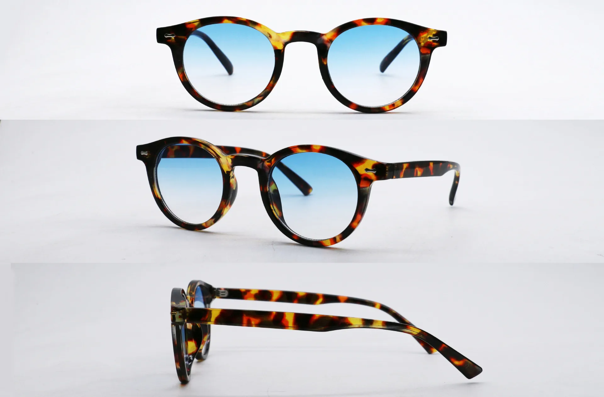 

New arrival Vintage Round sunglasses for Men Women Luxury Rivet Anti-glare Small Glasses Gradient Travel Eyewear