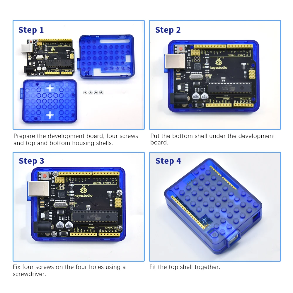 Keyestudio ABS Shell High Heat Dissipatione UNO-R3 Development Board Case For Arduino UNOR3  Compatible With Lego Building Block