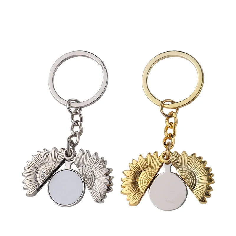 Sublimation Keychain Sunflower Keychain DIY Blank Angel Wing Keyring For Heat Transfer Print Logo Photo