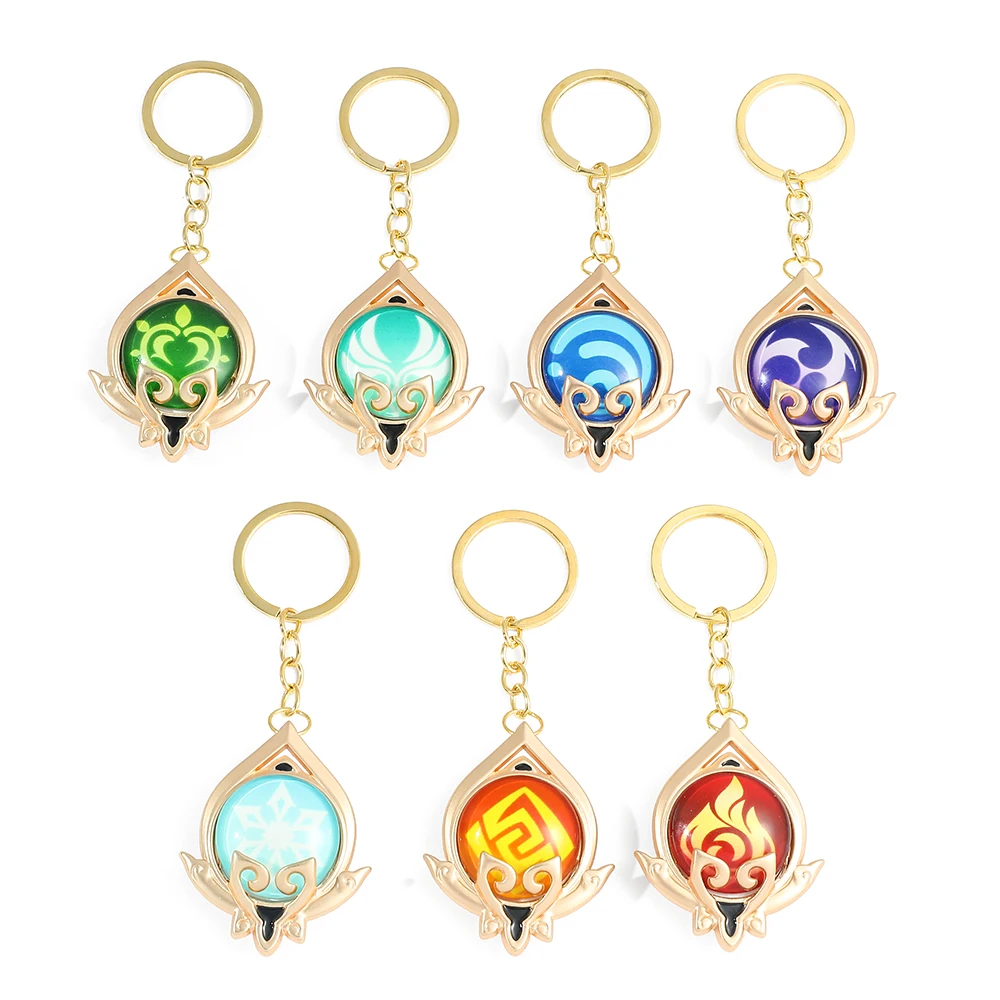 Genshin Impact Account Keychain Anime Game Genshi Impact Vision Element God's Eye for Men Key Chain Kids Accessories Key Ring